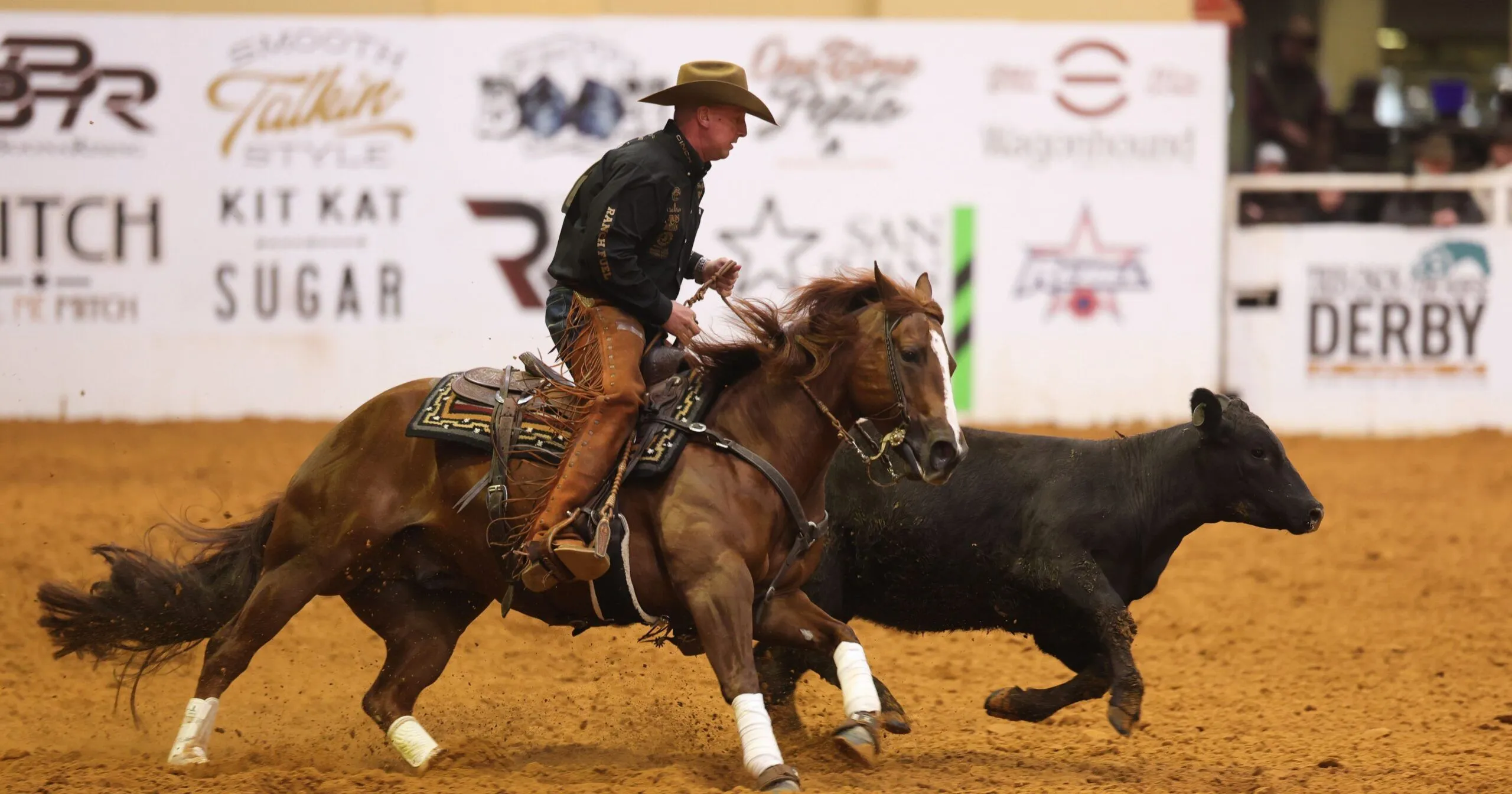 Corey Cushing and WR Iceman at the 2026 NRCHA World's Greatest Horseman Fencework preliminaries