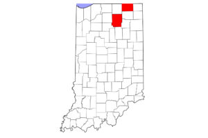 map of LaGrange and Kosciusko counties