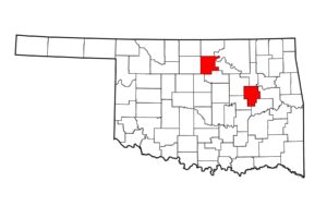 Map of Okmulgee and Noble counties, Oklahoma