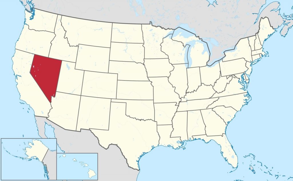 Map of the US highlighting Nevada