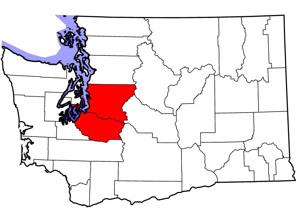 Map of King County and Pierce County, Washington, two counties that have confirmed equine influenza. 