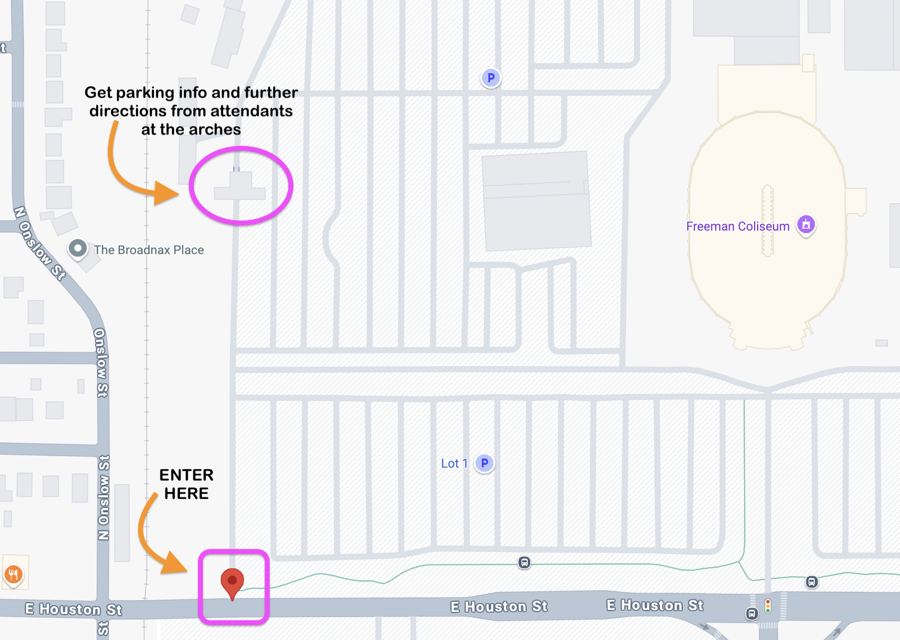 Horse trailer entrance map at San Antonio Stock Show & Rodeo
