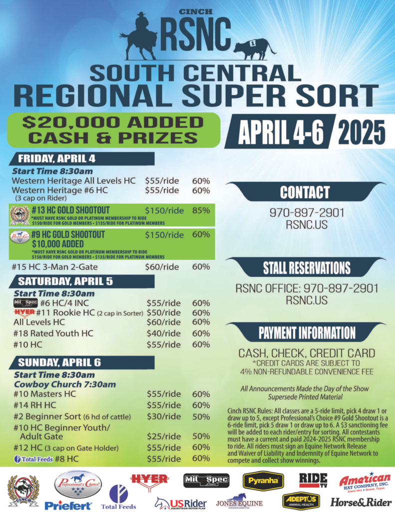 Cinch RSNC Waco ranch sorting 2025 flyer 2 of 3
