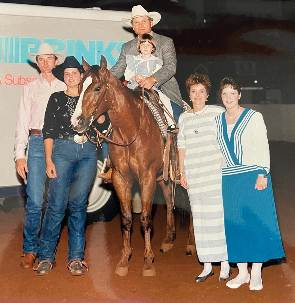 Bill Riddle celebrates winning $1 million on a single run with Poco Quixote Rio in 1987