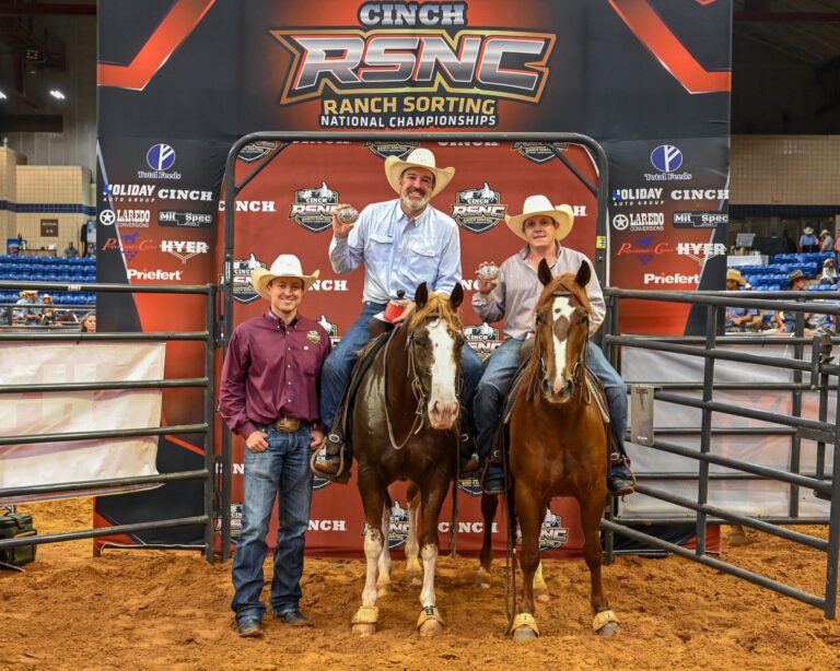 Brian Buckner and Tanner Keith on horseback at the 2026 Cinch RSNC World Finals Pro Futurity in Fort Worth