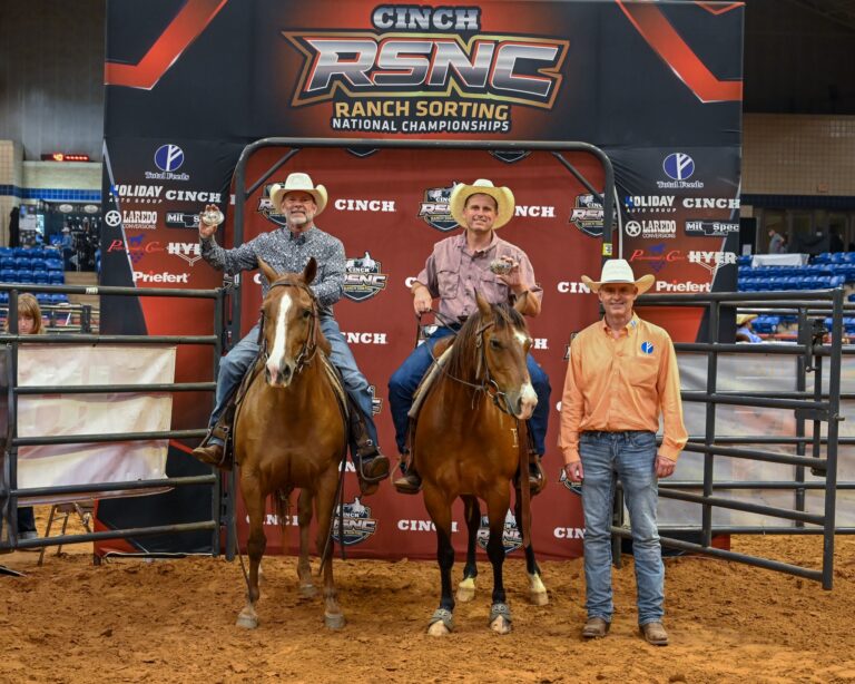 Donnie Frederick and Brandon Wine on horseback at the 2026 Cinch RSNC World Finals #8 in Fort Worth