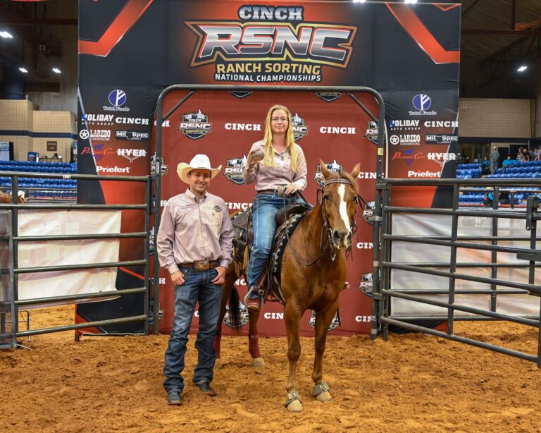 Brea Vardas on horseback at the 2026 Cinch RSNC World Finals Challenge of the Champions Amateur in Fort Worth